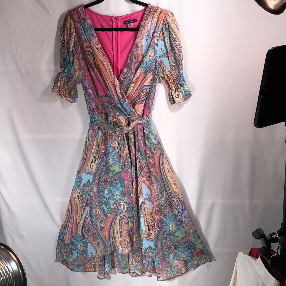 NWOT Tommy Hilfiger Colorful Sheer Paisley Spring Dress Sz 8 - Picture 2 of 11